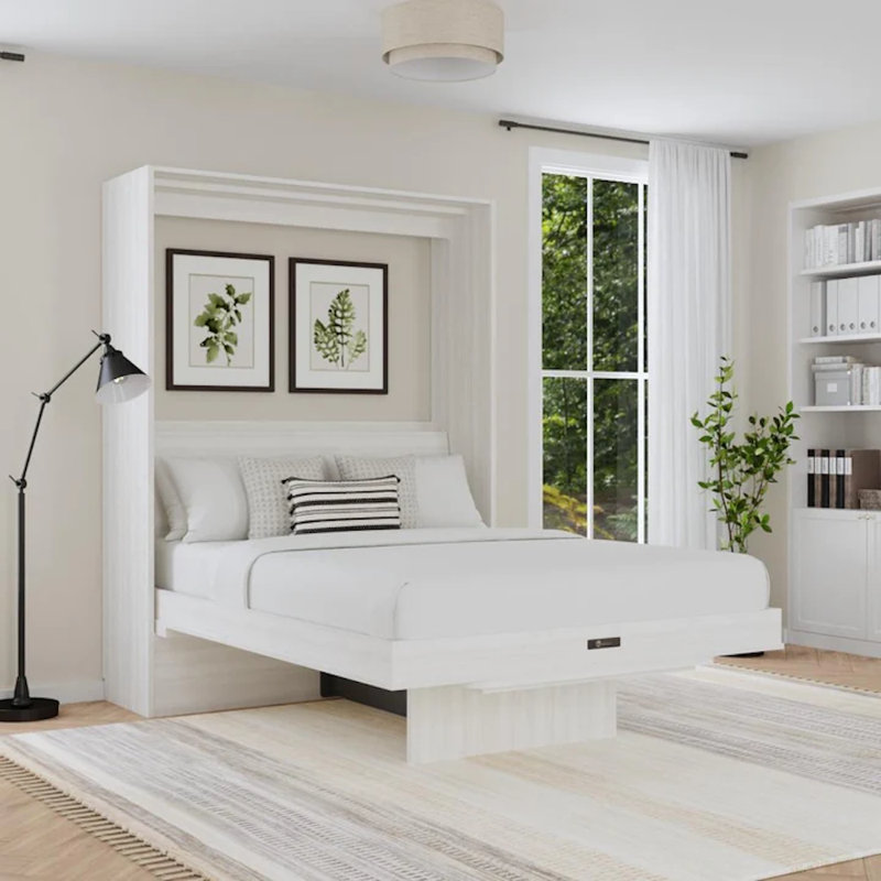 Lit escamotable avec bureau Studio, Grand, White Ash