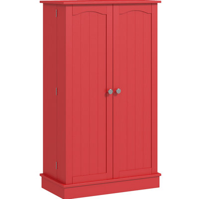 Tablette de cuisine autoportante de 41 po, rouge, avec 12 tablettes de porte et tablettes décoratives rouges, 5 rangées