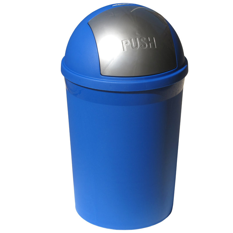 Blue 4 Gallon Oval Touchless Plastic Trash Can