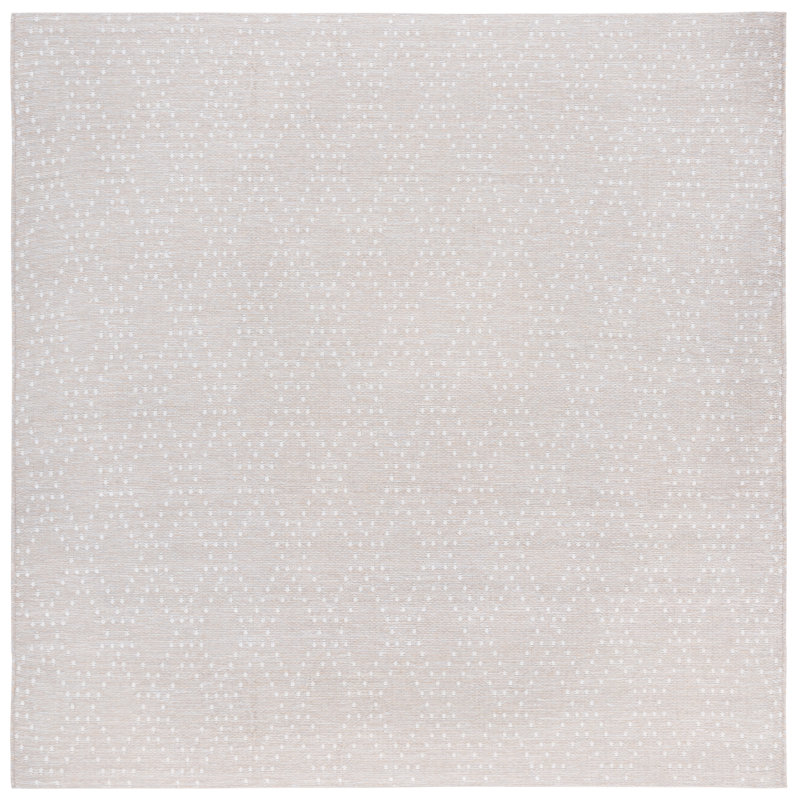 Piccio 850 Polypropylene/Polyester Geometric Indoor/Outdoor Rug in Salmon/Gray, Square 6'7"