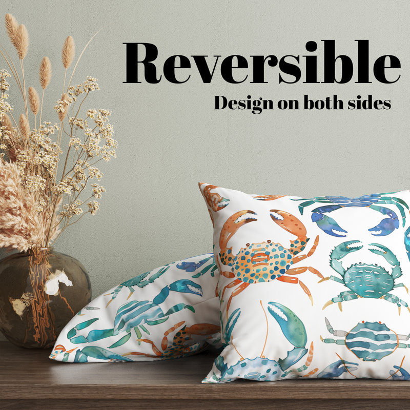 Housse de coussin Crab Seafoam Soiree, H 22 po x l 22 po