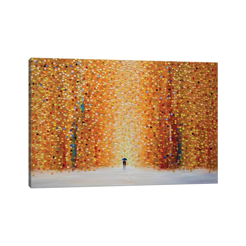 Our Rainy Sunset by Ekaterina Ermilkina - Painting on Canvas, 20.32 cm H x 30.48 cm W, Wrapped Canvas