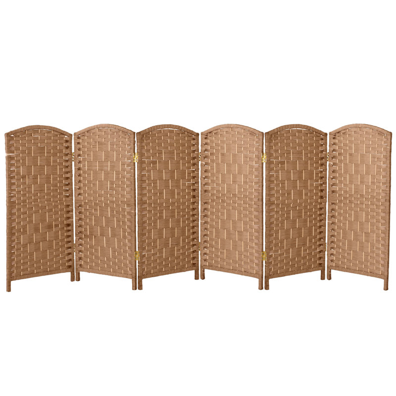 2 Ft. Tall Diamond Weave Fiber Room Divider - Dark Mocha - 8 Panel, 6, 3 ft, Natural