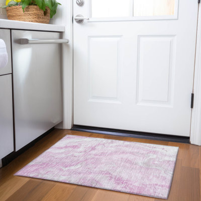 Machine Washable Indoor/Outdoor Cinead ACN1707 Pink Rug
