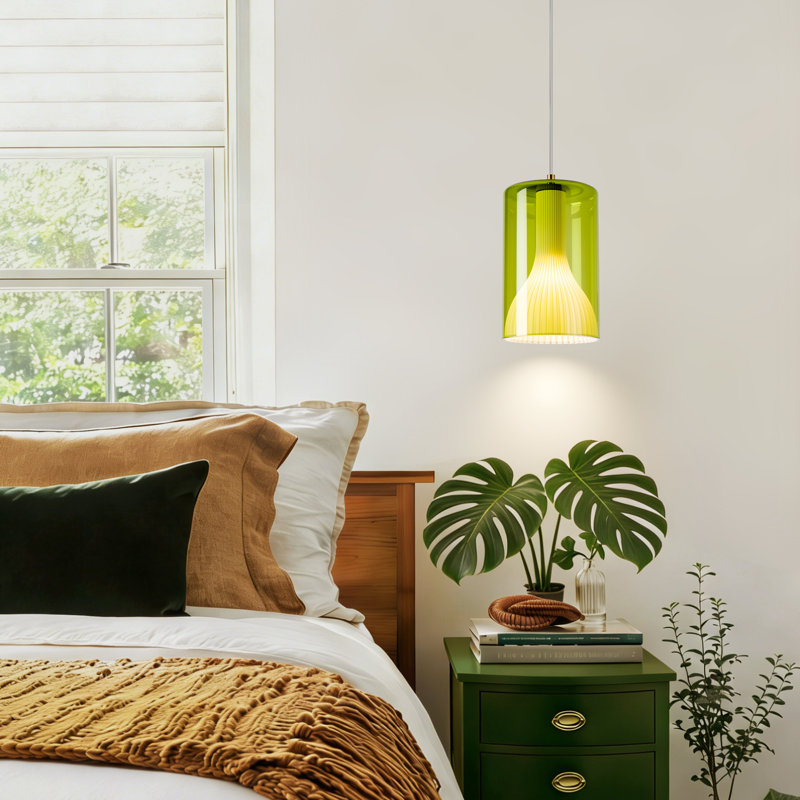 Luminaire suspendu vert 1 lumière avec ampoule incluse