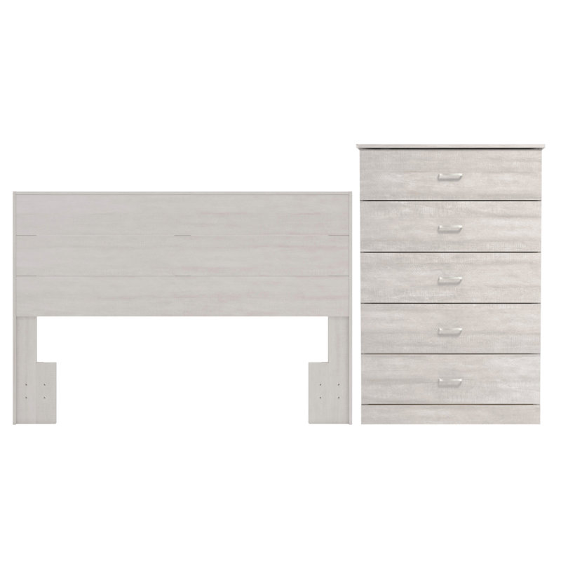 Allyannah Modern Coordinated 2 Piece Bedroom  Set, Dusty Gray Oak
