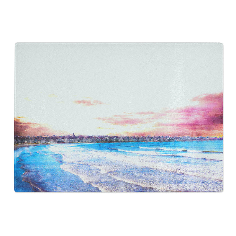 Tempered Glass Newport Rhode Island Beach Chopping Board, 28.5 cm x 39 cm