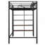 Lit mezzanine simple en métal avec grille de rangement supérieure et échelle de rangement latérale, noir-2134759381
