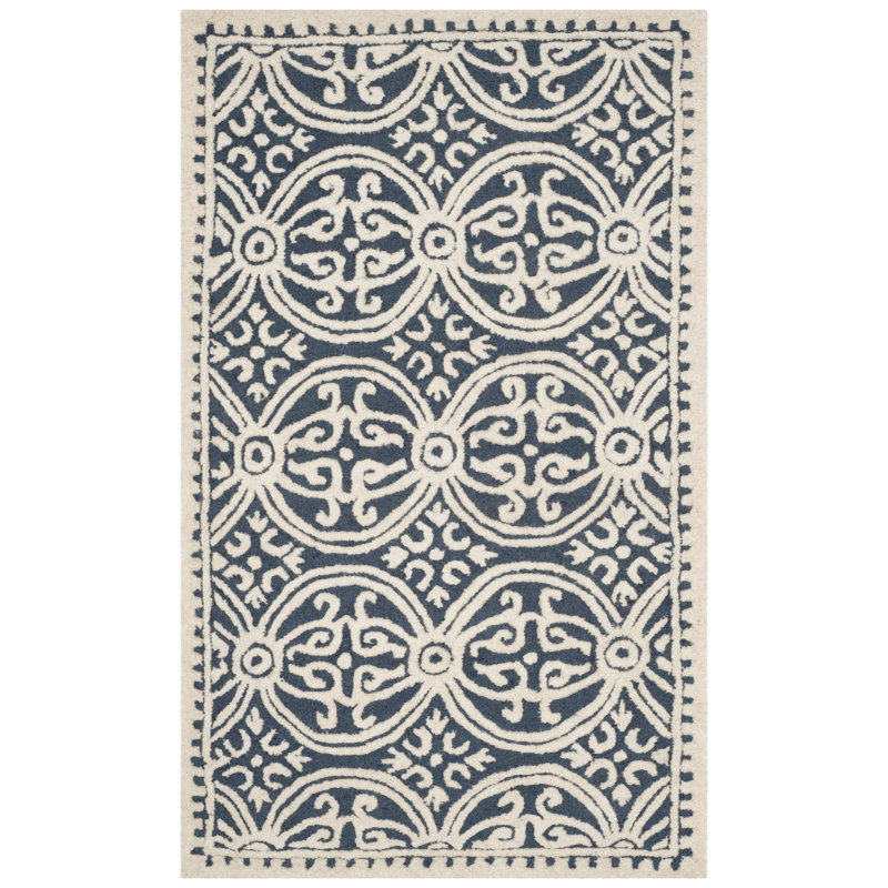 Tapis géométrique en laine touffeté à la main Sadik, Rectangle 3 pi x 5 pi
