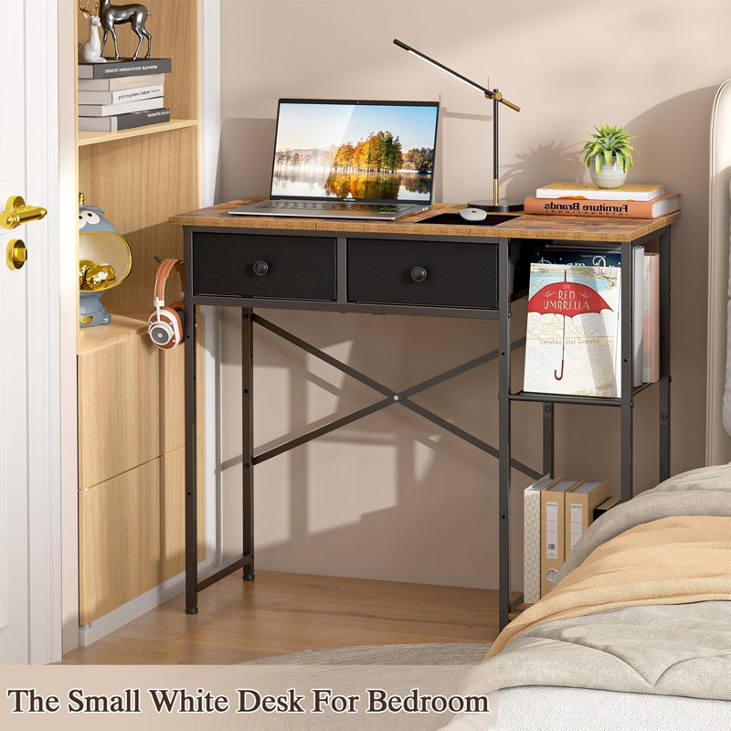 Small Computer Desk, Brown/Black
