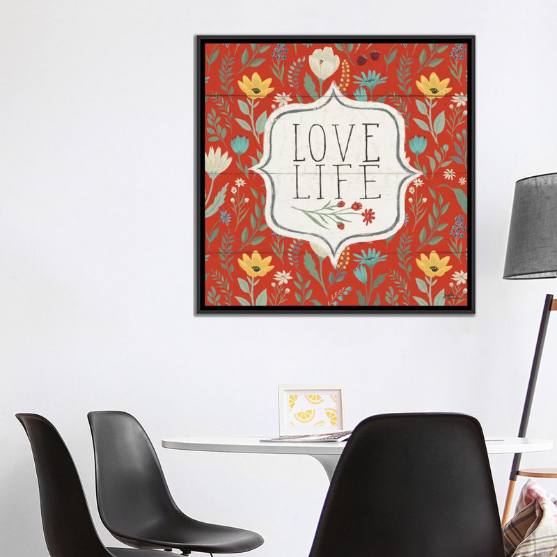 « fleuriing pensées v », impression sur toile, H 18 po x l 18 po x P 1,5 po, Toile avec cadre noir, Pas de tapis