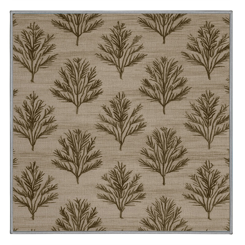 Tapis gris botanique lavable à la machine, Carré 5 pi