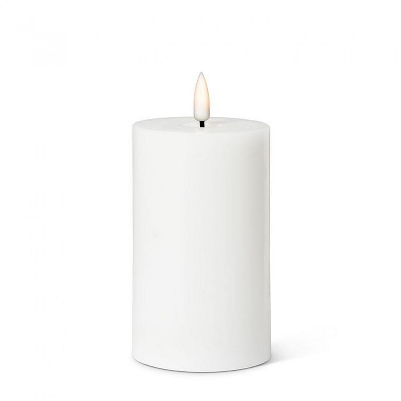 Unscented Flameless Candle, 5" H x 3" W x 3" D, White, 1