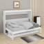 Grand lit escamotable avec rangement, armoire-lit pliable avec coiffeuse, miroir central et 2 tiroirs latéraux-756841622