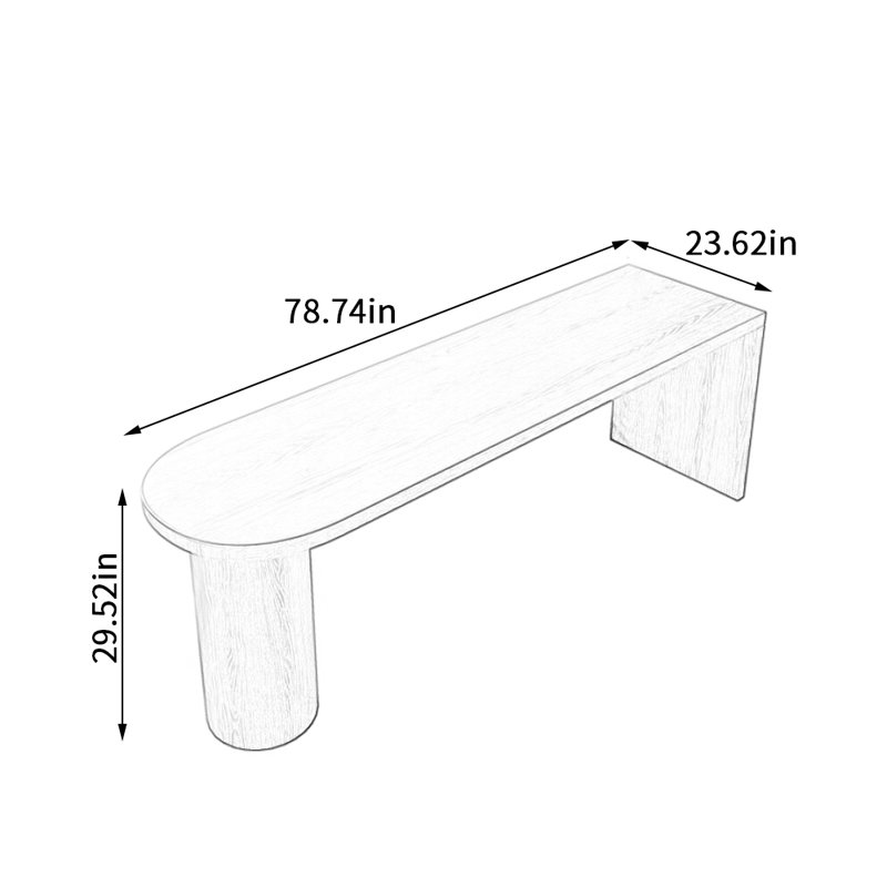Bureau d'écriture en bois de frêne brun foncé, H 29,52 po x l 78,74 po x P 23,62 po