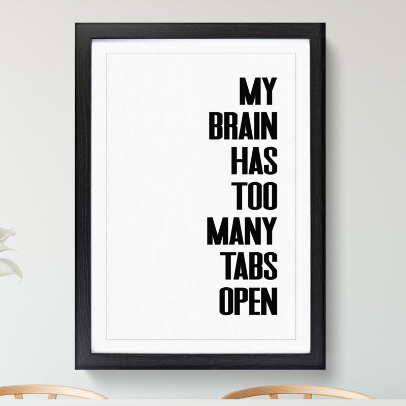 Too Many Tabs - Picture Frame Typography, 36cm H x 27cm W x 2cm D, Black
