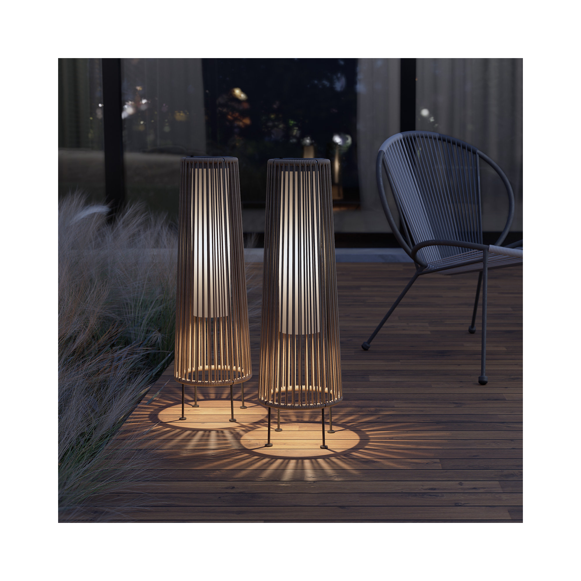 GORDES Floor Solar Light, Light Brown