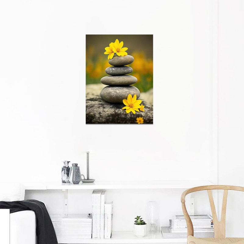 Art mural en toile zen avec fleurs relaxantes en zen 24 "x 36"