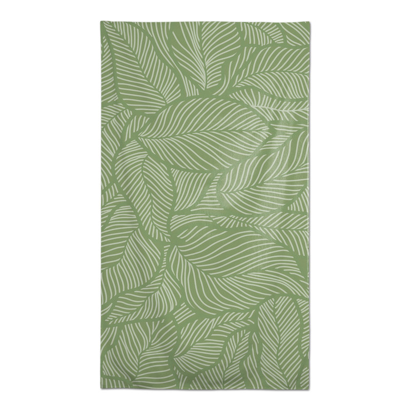 Dense Leaves Gray 5 Tablecloth, Light Green
