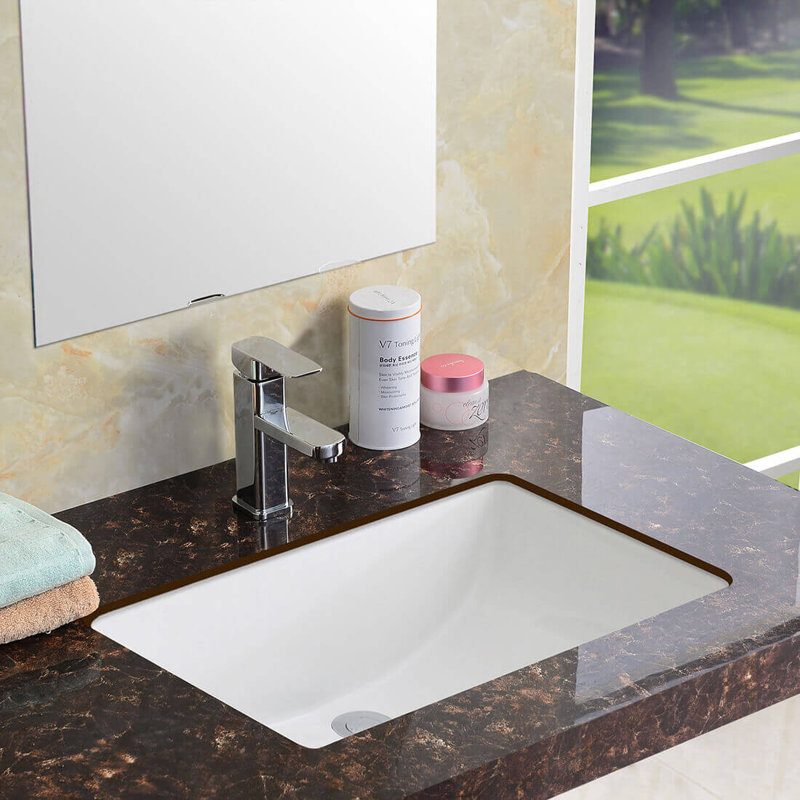 Ruvati 23 x 14 inch Undermount Bathroom Vanity Sink White Rectangle Porcelain Ceramic with Overflow