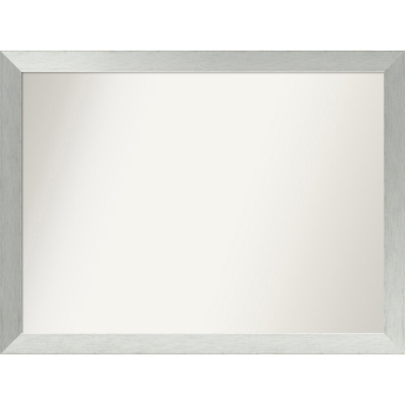 Miroir de salle de bain mural en argent brossé sans cadre, Rectangle, 33 po x 44 po