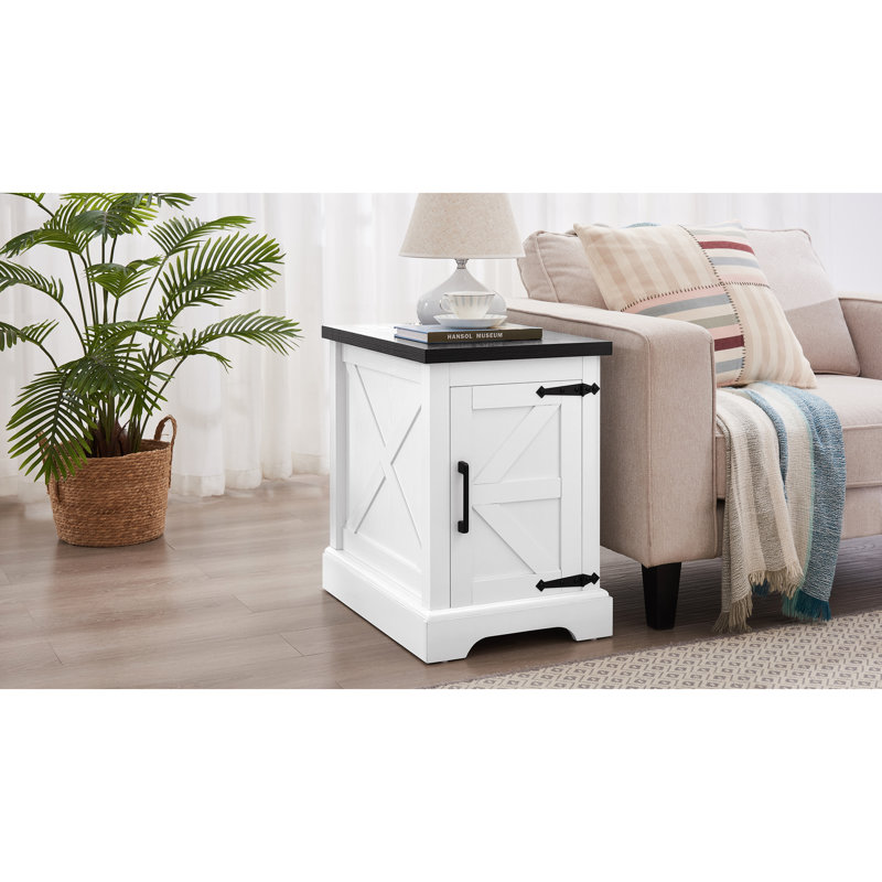 Table basse et table de bout Farmhouse, Blanc, Noir, noir, noir, noir