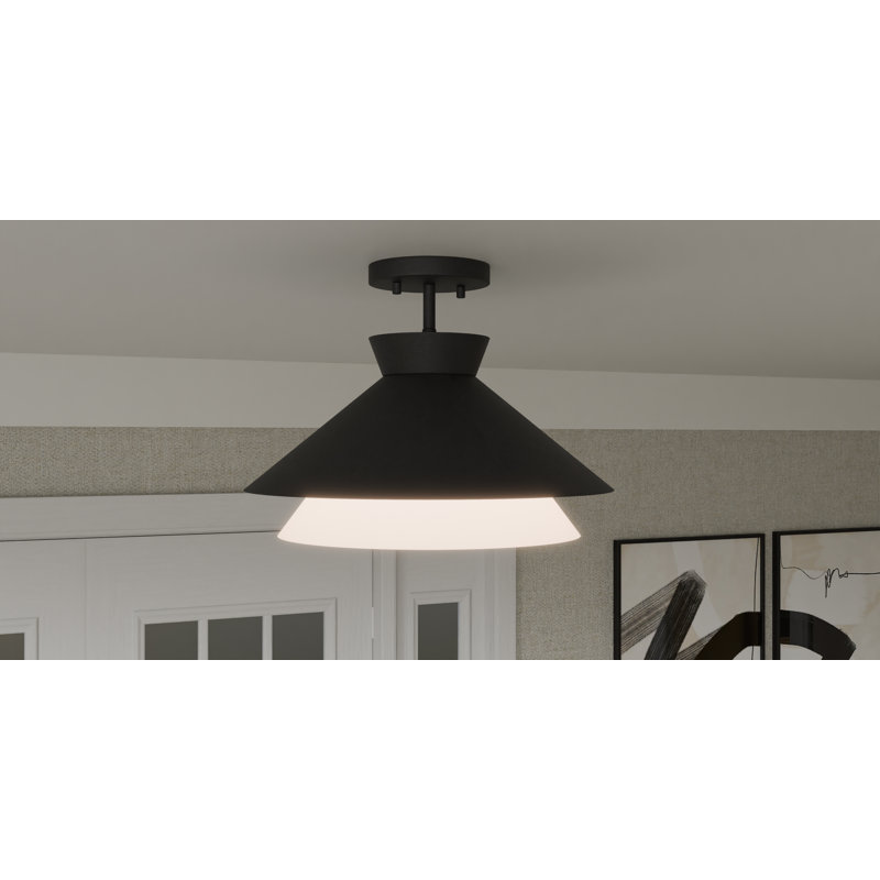 Morganza 1-Light Matte Black Semi-Flush Mount Light