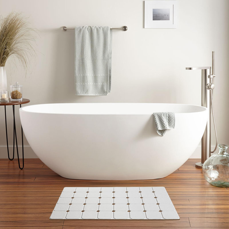 Tapis de bain pour baignoire texturée: Tapis de bain en silicone Tapis de douche pliable antidérapant sans ventouses 28 x 17,7 pouces - Blanc