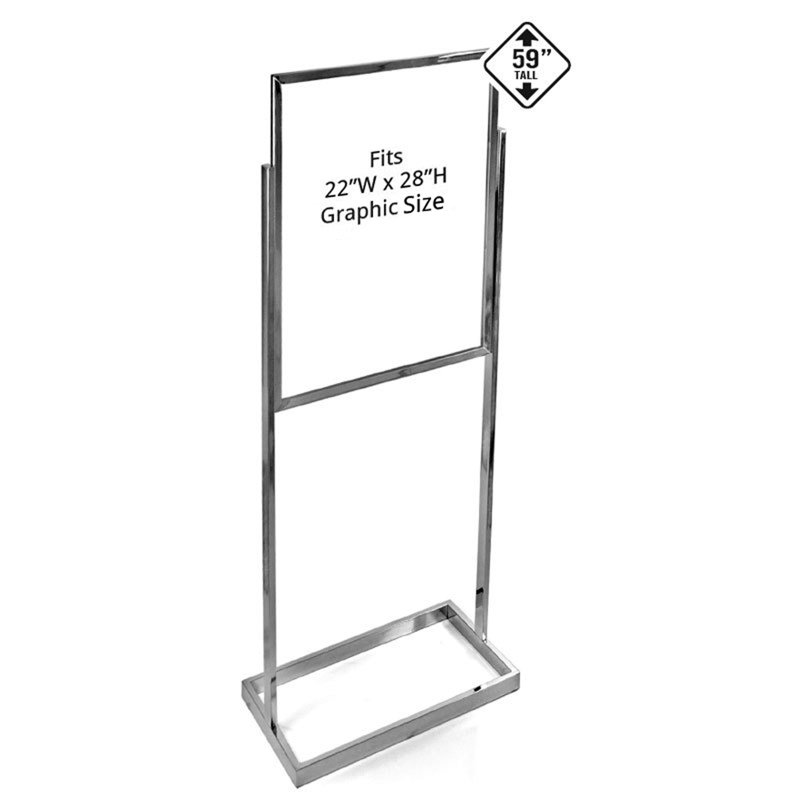 Porte-affiche sur base large en ARGENT