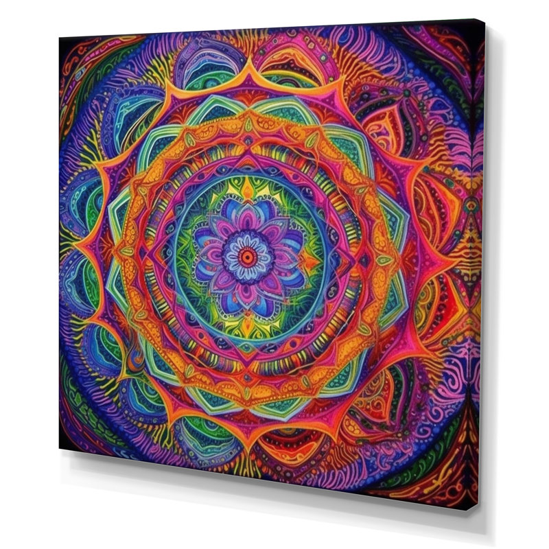 Mandala sacré - imprimé, Toile tendue, H 16 po x l 16 po x P 1 po
