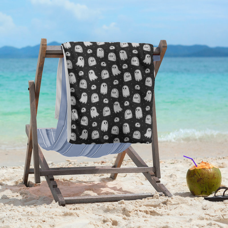 Katelyn Elizabeth Cotton Blend Beach Towel, Black