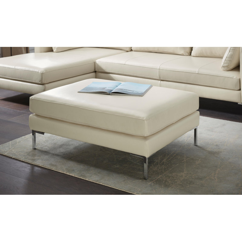 Marius 105Cm Rectangle Footstool Ottoman, Cream, Lether Comfort