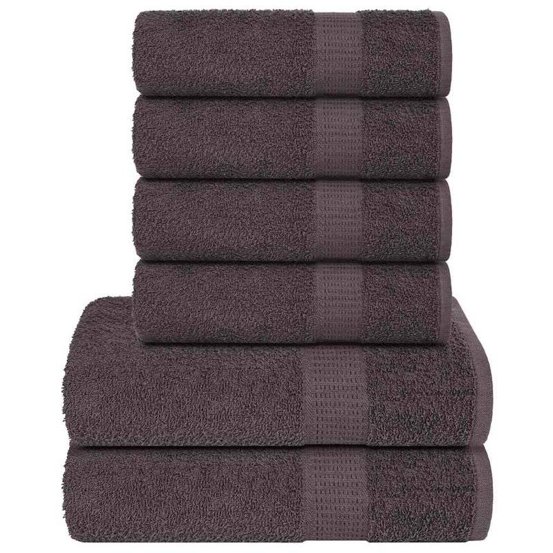 Towel Set 360 Gsm 100% Cotton, Anthracite, 6 Piece Towel Set