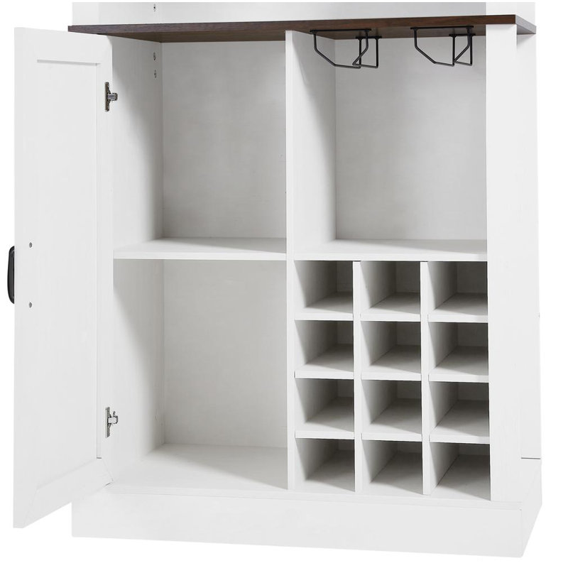 Bar Cabinet, White/Walnut