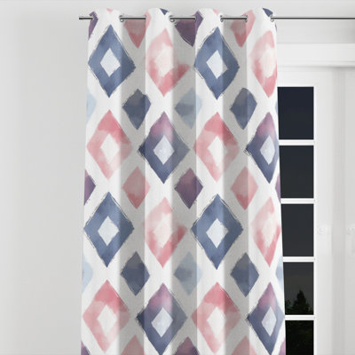 Kids Geometric Velvet Curtains - Aztlan Twin Grommet Curtain - 1 Panel