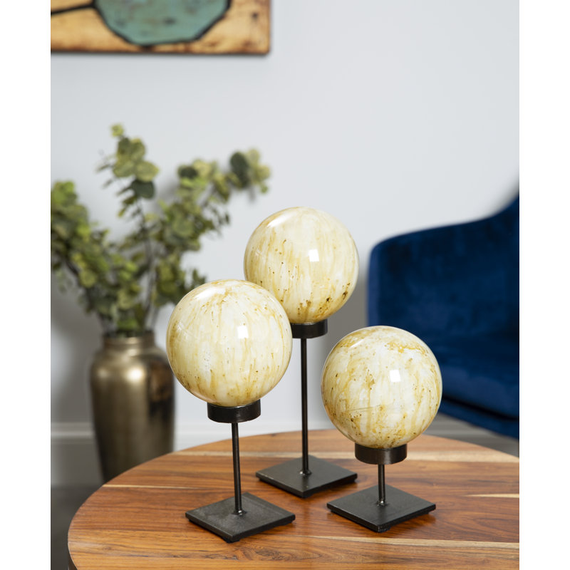 Whitten Glass Spheres Stand 3 Piece Sculpture Set