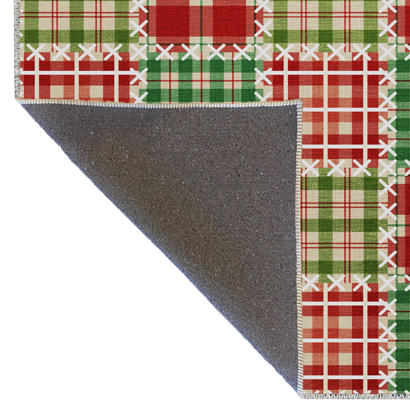 Tapis rouge / vert à motif de cadeaux de Noël, Rectangle 4 pi 11,06 po x 9 pi 10,11 po