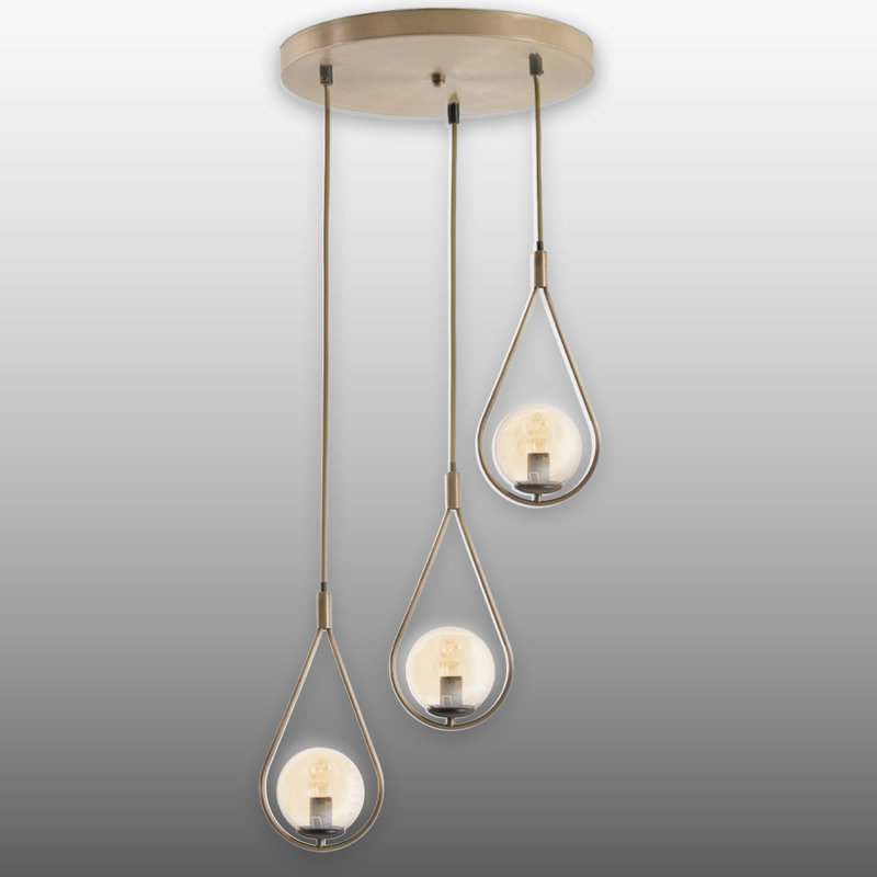 Adjustable Height 3 Lights Globe Cluster Pendant