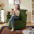 37.1'' Wide Corduroy Swivel Barrel Chair With 2 Armrest Pillows-718926417-727181022