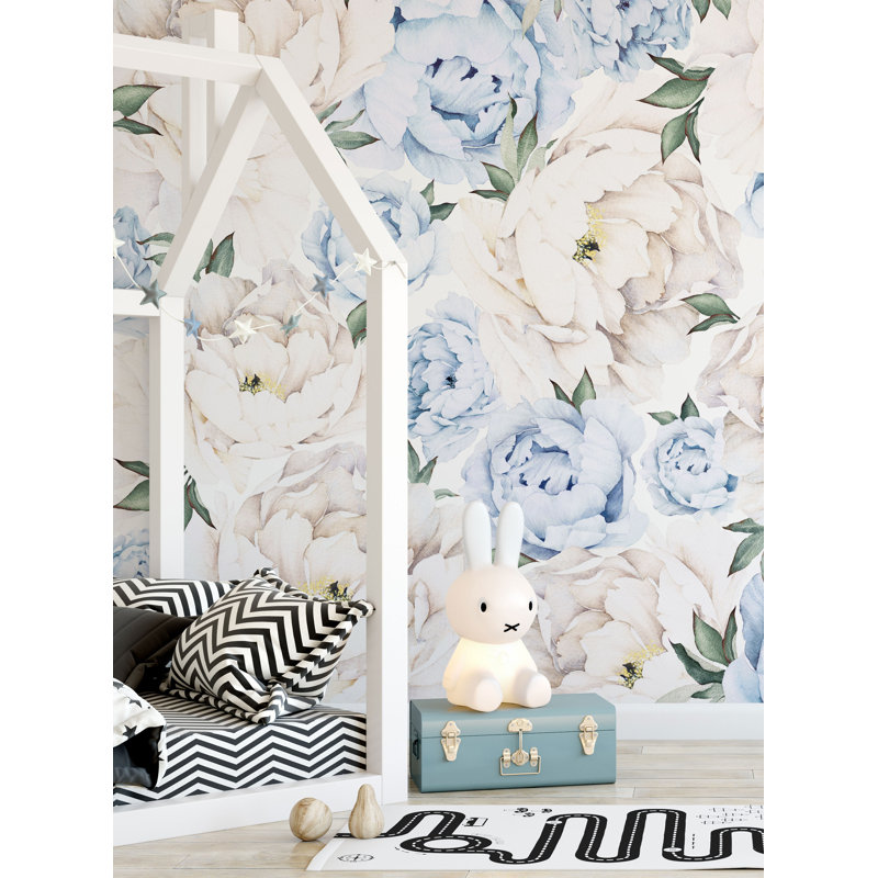 Peony Flower Peel And Stick Mural Wallpaper, 96" L x 120" W