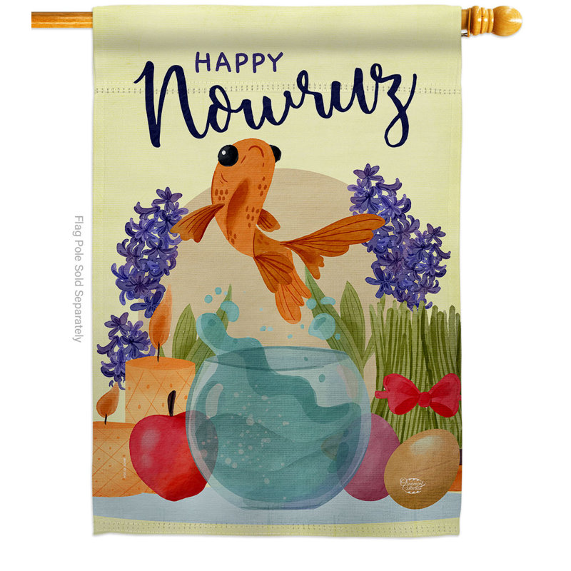 Drapeau de maison 40 po x 28 po Happy Nowruz