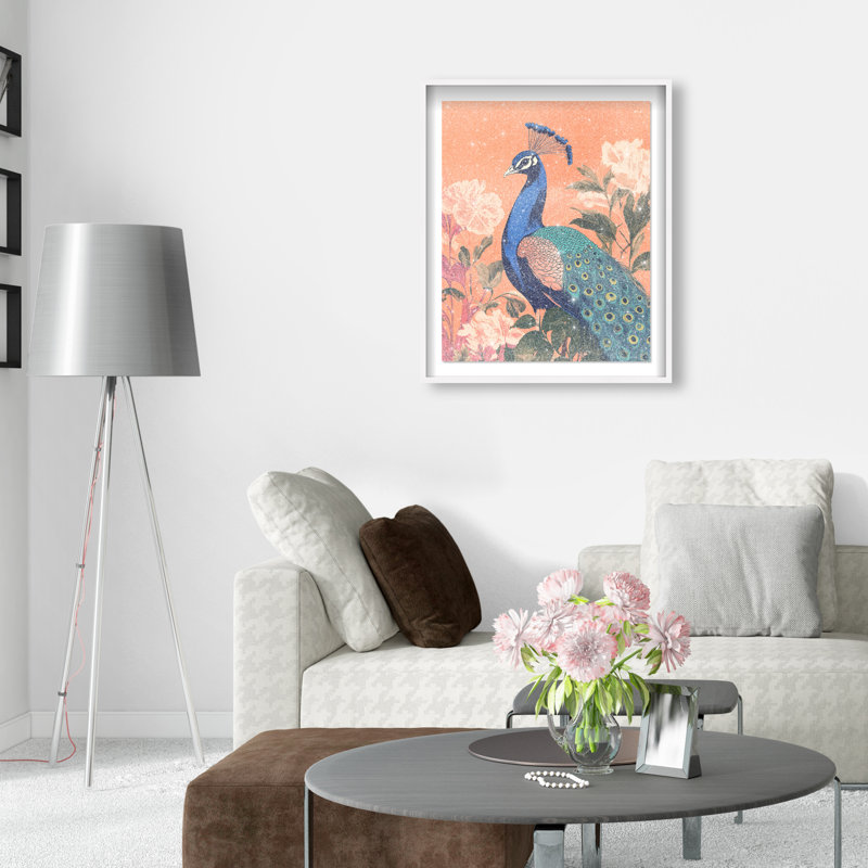 Peacock Garden Dance Canvas Animals Print by Oliver Gal, 46.5"H x 37.5"W, White Frame