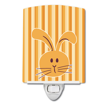 Rabbit on Stripes Ceramic Night Light