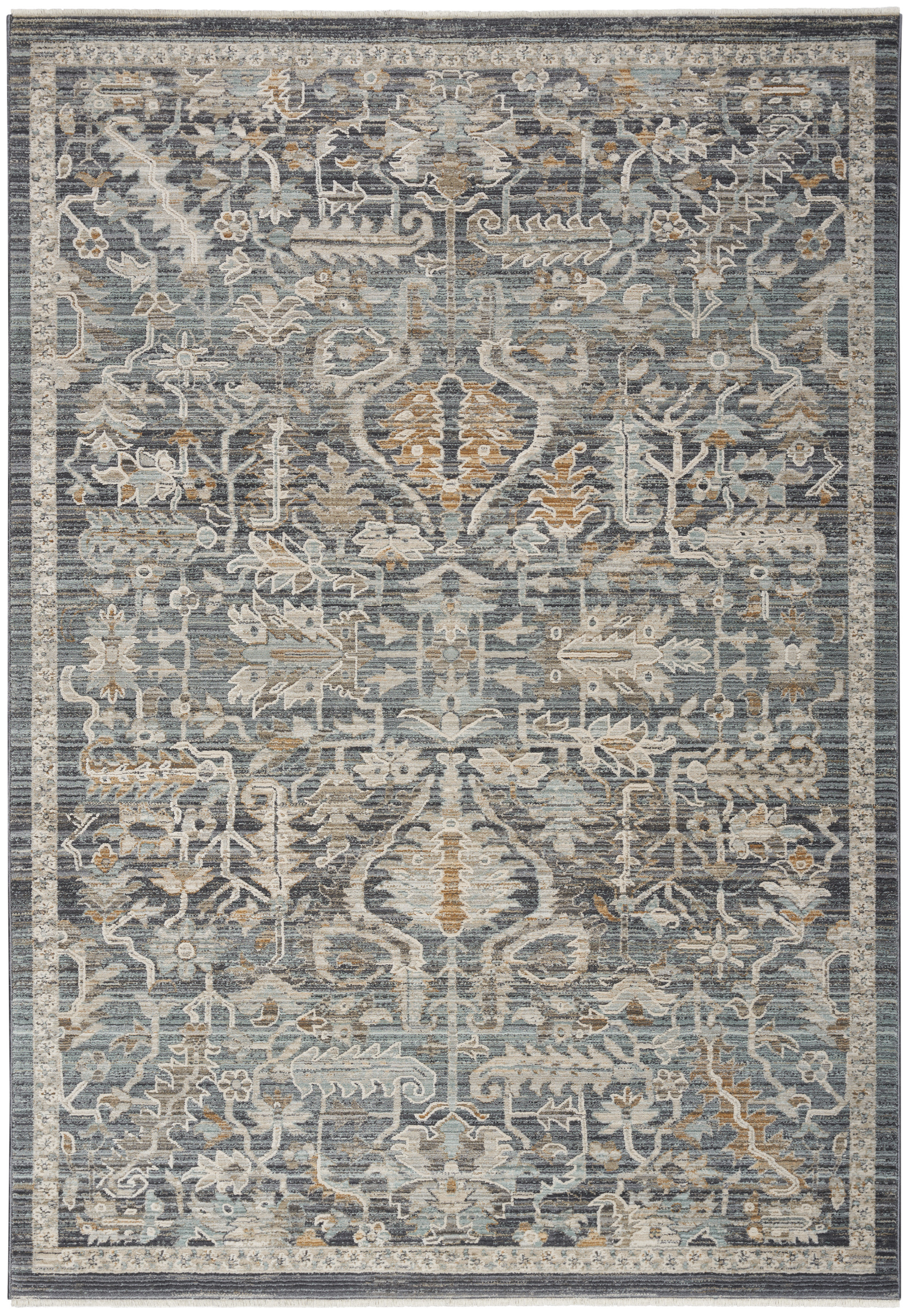 Langley Street Daan Floral Power Loomed Area Rug in Navy