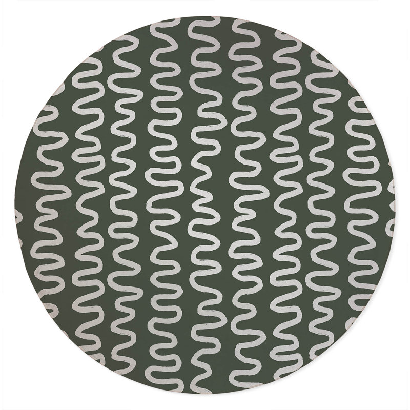 Tapis d'extérieur antidérapant à rayures Wiggle, Rond 5 pi