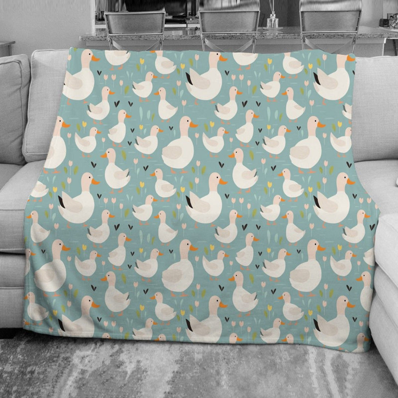 Spring Duck Duck Fleece Blanket, Twin