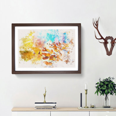 Autumn Leaves Abstract Watercolour - Single Picture Frame Print on MDF