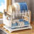 Dish Drying Rack with Drainboard Double-Layer Large Capacity Rustproof Strong Load-bearing Multifunctional Glasses Utensil Holder-1904628602
