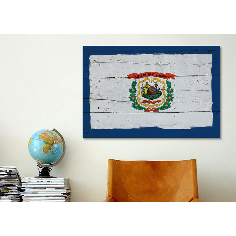 « flags west virginie avec bois planches », impression sur toile tendue, H 26 po x l 40 po x P 1,5 po, Toile tendue