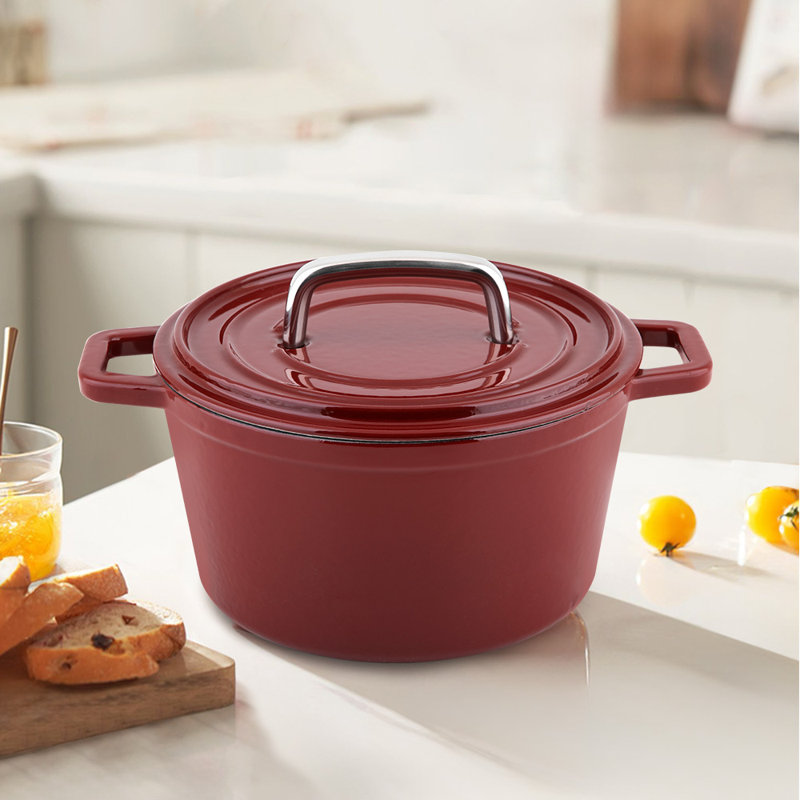 Cocotte en fonte antiadhésive ronde avec couvercle